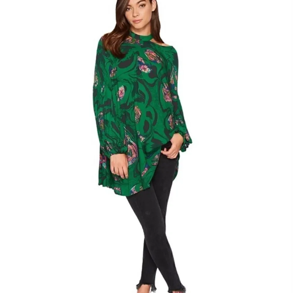 Free People Drift Away Kelly Green Top/Dress XS
